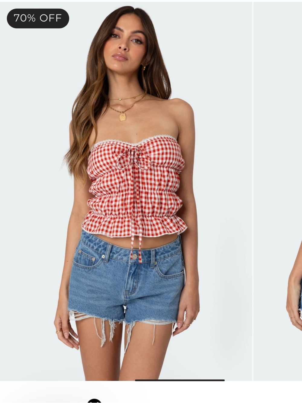 Edikted Red Gingham Scrunch Set